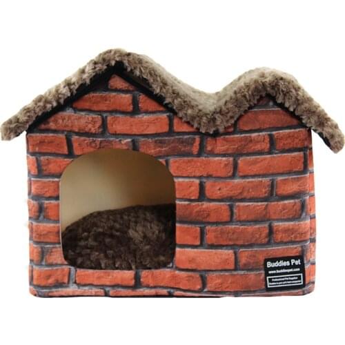 Gomaomi Warm Indoor Soft Kennel Pet Dog House Beds with Mat for Small medium Dog Pet Products Beds for Cat