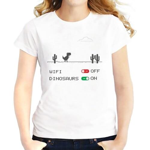 Chrome dinosaur in Cactus mini-game funny t shirts women summer new white casual tee shirt femme soft comfortable tshirt