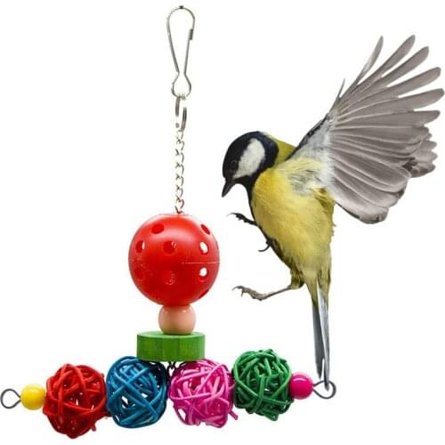 Rattan Parrot Toy Colorful Rattan Balls Hollow Parrot Cage Decor Bird Hanging Chew Toy For Small Parrot Juguete Para Pajaros