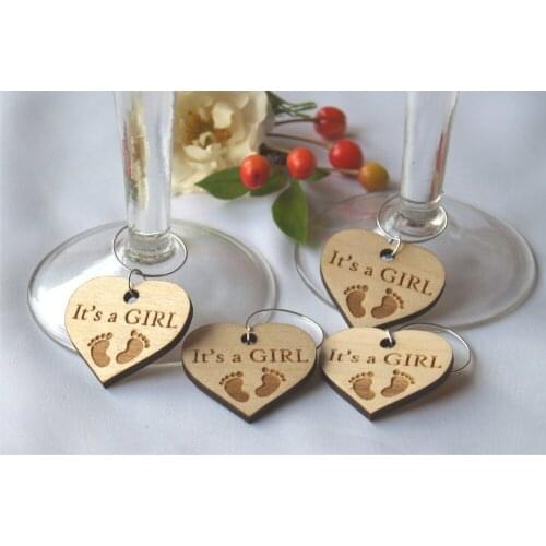 Personalized Baby shower wine charms, Baby shower girl favor