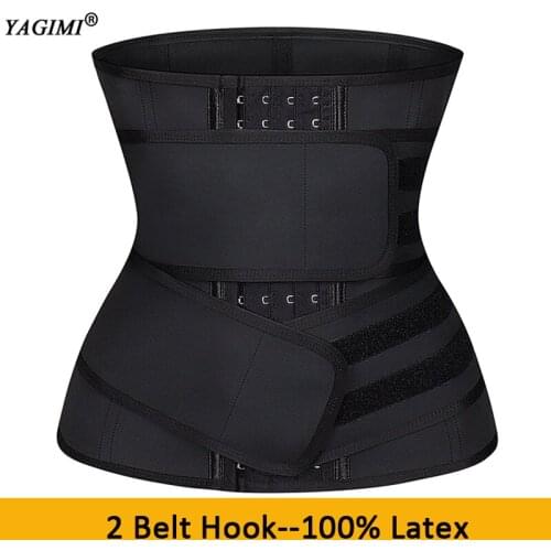 2 Belt Hook Women Body Shaper Corset Waist Trainer 100% Latex Sauna Sweat Belt Shaping Trimmer Lose Weight Workout Gridle