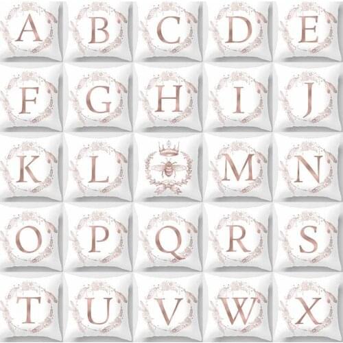 Beauty English letters white background pattern pillow case short plush square thick pillow cover size 45cm by 45cm