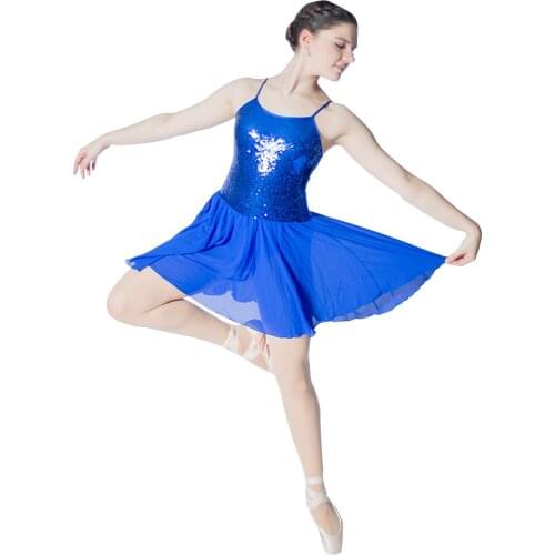 Adult Girls Lyrical Chiffon Skirts Sequin Bodice Leotard Costume Performance Dancewear 9 Colors Available