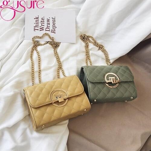 Gusure Small Square Crossbody Bag Womens Designer Brand Luxury Handbag High Quality PU Leather Chain Phone Shoulder Bags