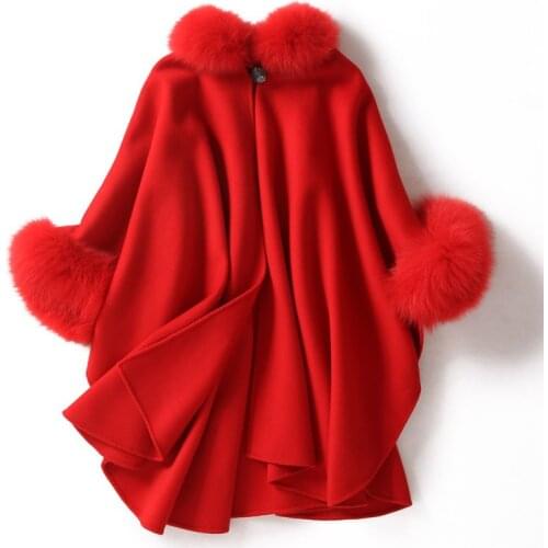 CX-B-P-19B New Products 2017 High Qualith Cashmere Pashmina Shawl With Fox Fur Trim