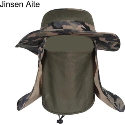 New Men and Women Hiking Fishing Sunshade Protection Sun Hat Cap Camping Outdoor Hiking Casual Camouflage Summer Sun Hats JS501