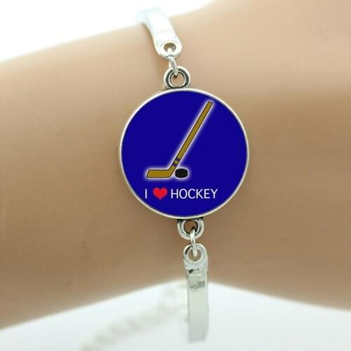 New brand jewelry Keep Calm and Love Hockey bracelet glass cabochon dome field hockey player charms jewellery bracelets SP481