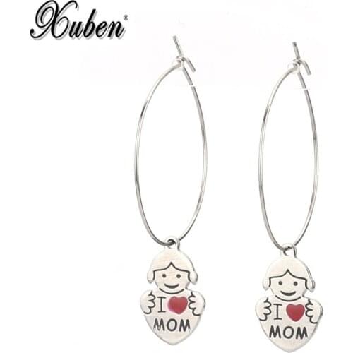 New Earrings Womens girl I LOVE MOM Ear Ring Set Popular Gold Earrings Wholesale Earrings For Women Fashion Jewelry steel