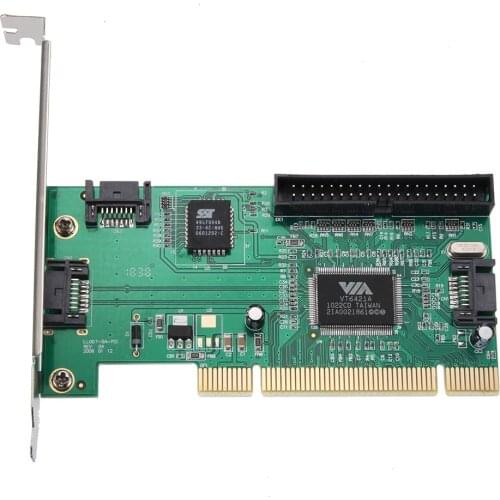 New PCI to 3 Ports SATA + IDE Combo Controller Card Adapter Converter VIA6421 Chip HDD AC388 DOM668