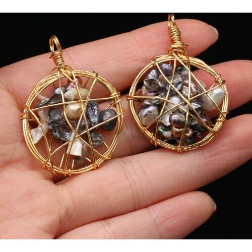 New Style Natural Freshwater Pearl Irregular Winding Round Pendant Oval For Jewelry Making DIY Necklace Bracelet Accessory