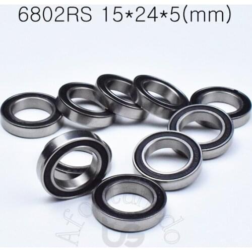 6802RS 15*24*5(mm) 10pieces bearing 61802 Rubber sealed bearing Thin wall bearing 6802 6802RS chrome steel free shipping