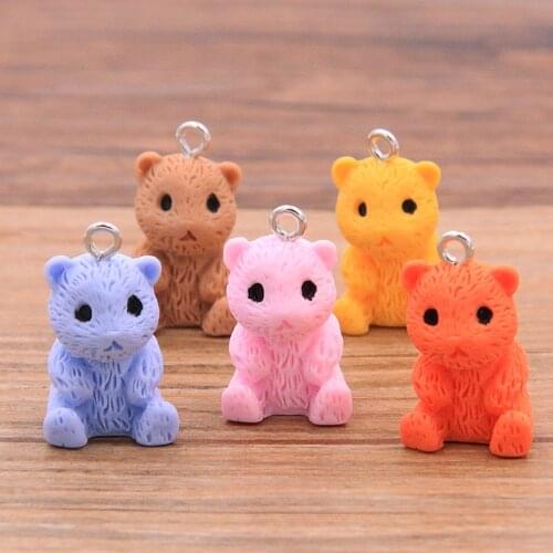 10Pcs 12*23mm 5 Color Mouse Animal Charms Resin Cabochons Glitter Gummy Candy Necklace Keychain Pendant DIY Making Accessories
