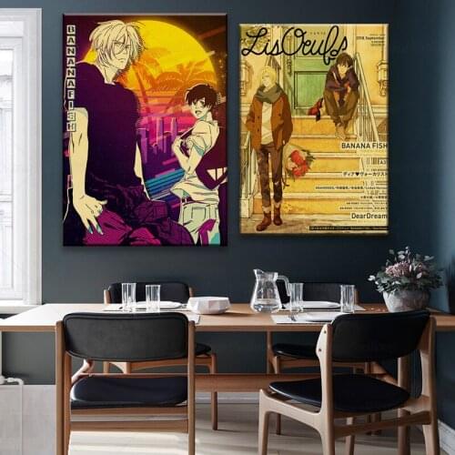 Anime Poster Banana Fish Retro Paper Poster For Living Room Bar Interior Decoration Sticker Wall Painting