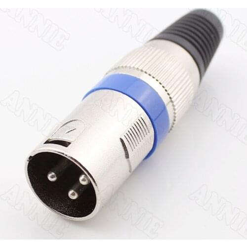 10pcs/lot Microphone Plug Blue Swiss Male XLR J Socket 3 Pin Ferric Cannon Jack
