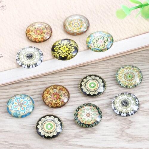 TYLFNL 20mm Handmade Photo Glass Cabochons Kaleidoscope Pattern Domed Round Jewelry Accessories Supplies for Jewelry S-010103