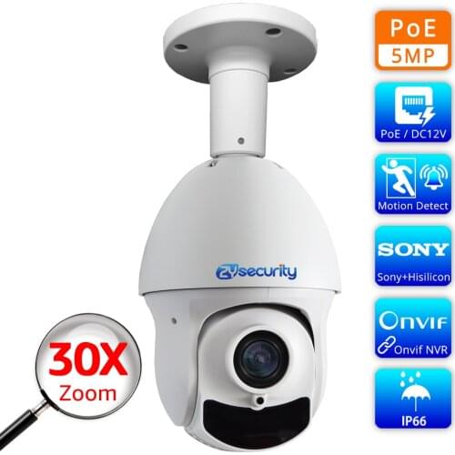 5MP 30X Zoom IP PoE PTZ Camera Outdoor Ceiling Mount 80M IR Night Vision Speed Dome CCTV Network Video Surveillance Camera XMEye