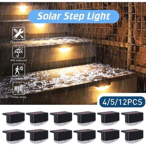 4/8/12PCS Outdoor Solar Deck Lights Solar Step Lights IP65 Waterproof Solar Lights for Stairs Step Fence Yard Pathway Garden
