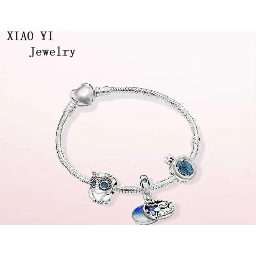XIAOYI jewelry 100% S925 11 charm gentle twilight blue cat gem owl ZT0421 bracelet simple temperament gift