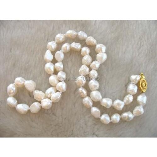 Freshwater pearl baroue white necklace 16inch nature FPPJ