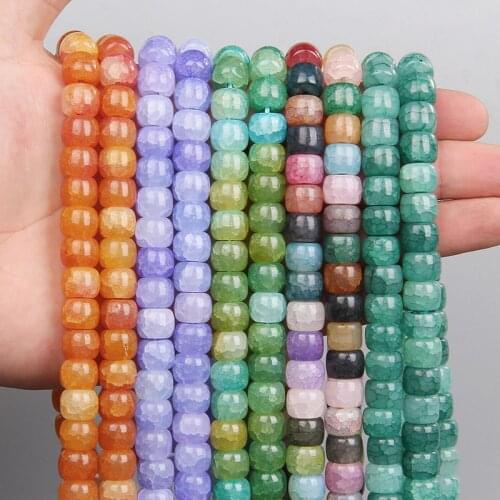 10x8MM Green Orange Rondelle Spacer Beads Natural Loose Cracked Agates Stone Abacus Bead Women Bracelets for Jewelry Making 15