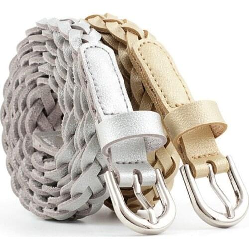 Belt For Women Elegant Fashion Weave Leather Waistband Buckle Soild Color Small Fresh Slender Belt Dress Accessories 2020