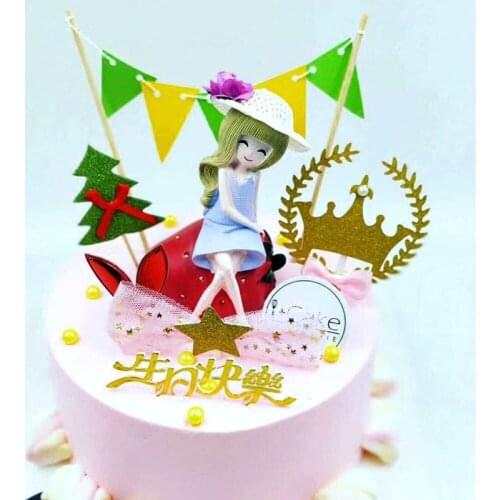 1pc Random Cute princess cake topper Fruit girl happy birthday cake decoration wedding party valentines day Baby shower decor