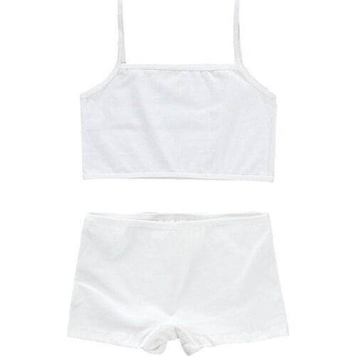 2sets/lot Training Bras Set for Girls Teenage Underwear Set Cotton Underwears for Girls Bra for8-14Years