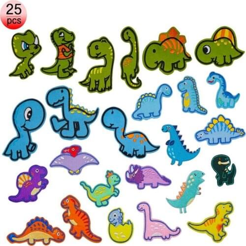 25 pcs/Pack G Mixed Animals Embroidered Patches Iron On Cartoon Motif Applique Fashion Fabric Clothing Hat Bag Shoe Decor Repair