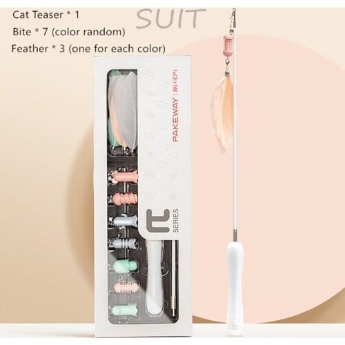 7Pcs Set Adjustable Length Laser Cat Toy Stick Feather Cat Toy Interactive Relieving Boredom for Cats Toys Pet Training Supplies