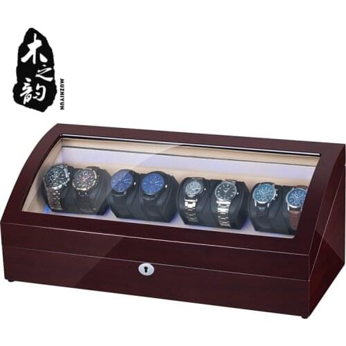 8+8 Automatic Watch Winder Box PU Leather Watch Winding Winder Storage Watch Box Collection Display Japanese Motor LED Light