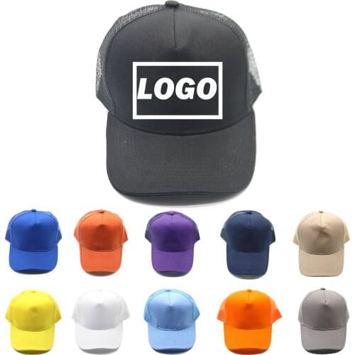 1 Pcs Custom Logo Polyester Cotton Mesh Hats Printing Free Customize Design Adjustable Breathable Baseball Caps For Men Women