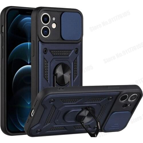 Slide Camera Lens Protection Case For Samsung Galaxy S21 S20 Ultra S20FE A51 A32 A31 A71 Ring Stand Hybrid Shockproof Back Cover