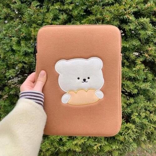 Kawaii Bear Tablet Case 11 13 15 Inch Cute Notebook Bag for Macbook Air Pro 13 15 Travel Computer Sleeve Inner Bag Handbags