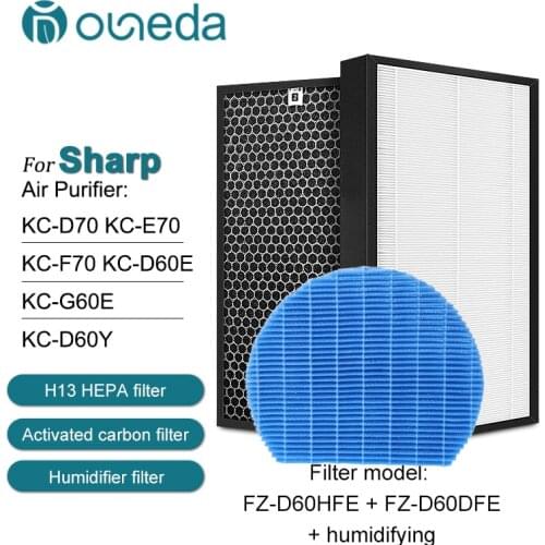 Sharp Air Purifier KC-D61R-W KC-D60E Hepa Filter FZ-D60HFE Deodorizing Activated Carbon FZ-D60DFE Air Humidifier Parts FZ-A61MFR