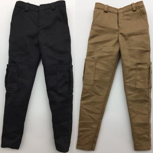 1/6 Scale Black and Khaki Men Soldier Pants Overalls Casual Trousers Clothing Set For 12"Action Figure Male Body