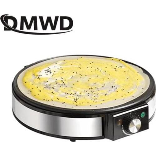 DMWD 220V Electric Crepe Maker Pizza Pancake Baking Pan Non-stick Griddle Chinese Spring Roll Pie Frying Steak Cooker Roaster EU