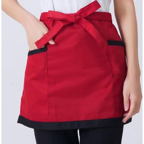 Server Apron with 2 Pockets Waist Apron, Polyester Cotton, Half Waist Apron Kitchen Restaurant for Women Men Server
