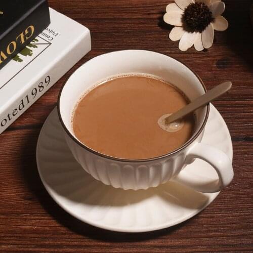 Retro Creative Mark Cup Stoneware Household Large Mouth Latte Cup Breakfast Office Japanese Coffee Cup With Saucer