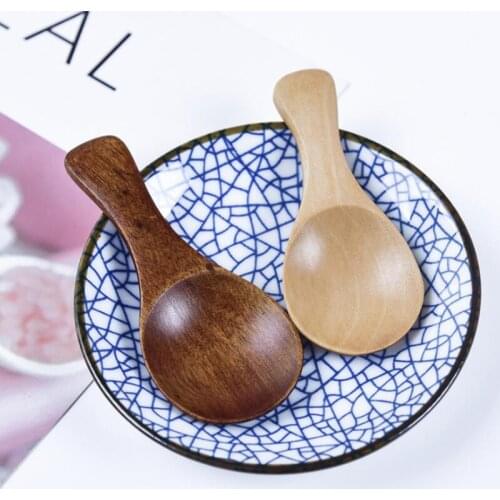 Kitchen Utensil Natural Mini Wood Spoon Wooden Coffee Tea Sugar Salt Spoon Scoop Home Dinnerware LX8587