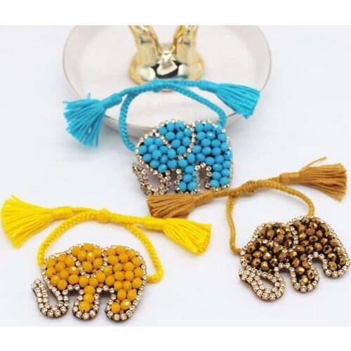 Fashion temperament personality exaggerated elephant braceletNew Bohemian Rhinestone Mizhu Elephant Bracelet 533