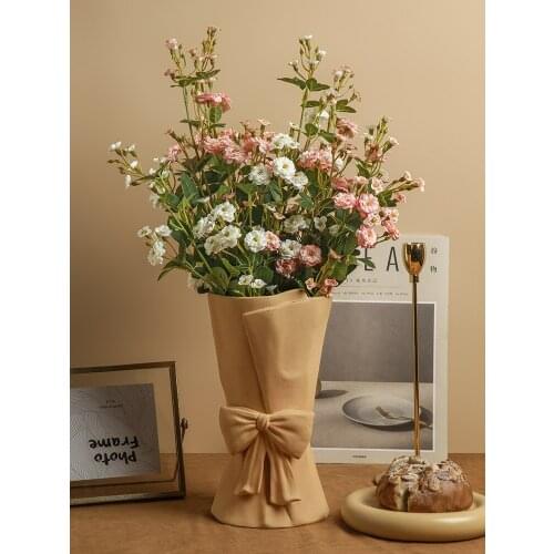 New Design Ceramic Vase Bow Banquet Flower Pot Ceramic Flower Pot Home Decoration Household Decor