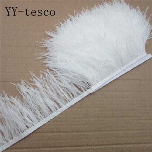 Wholesale 10 Meters high quality Ostrich Feathers Trims Dyed white Feather Ribbons for Dress Party Decoration Craft Making