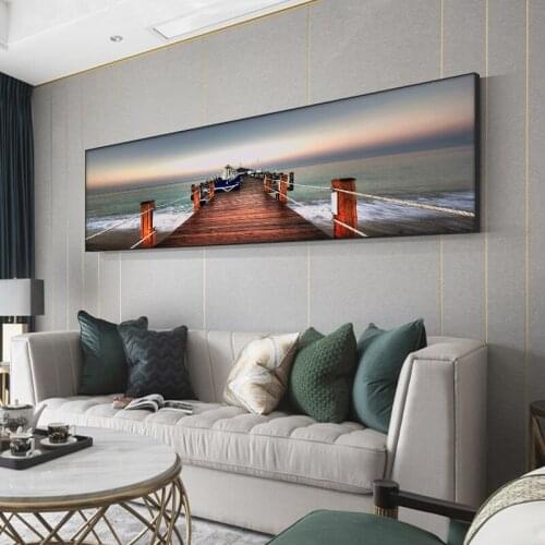 Natural Sutset Wooden Bridge Landscape Canvas Painting Cuadros Posters and Prints Wall Art Picture for Living Room Home Decor