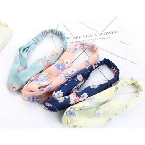 Summer Bohemian Hair Bands Print Headbands Retro Cross Turban Bandage Bandanas HairBands Hair Accessory Headwrap for Women Girls