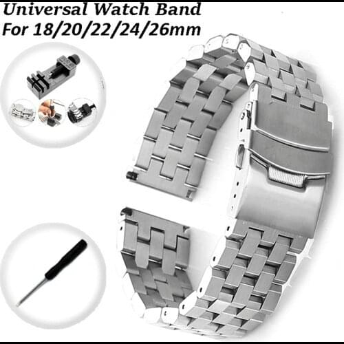 22mm 24mm 20mm Watch Band For Amazfit Watch Tank Style Stainless Steel Watch Strap For Galaxy Watch 3 Active 1 2 Universal