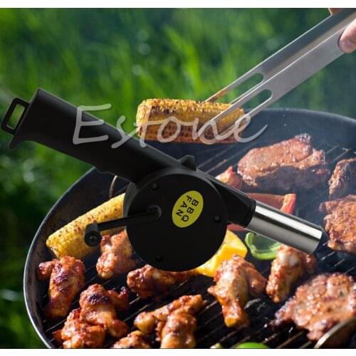 Stainless Steel BBQ Fan Manual Air Blower Hand Crank Powered Barbecue Fire Picnic Camping Tools Travel BBQ Accessories