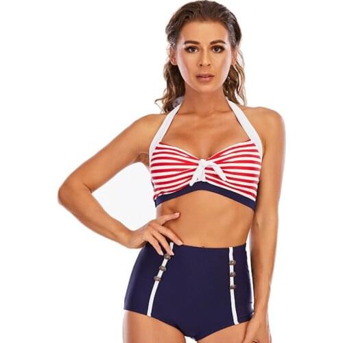 2021 New Sexy Bikini Maillot De Bain Femme Stripe Padded Bra Bathing Suit Brazilian Bather Beach Wear Women 2 Pieces Bikinis Set