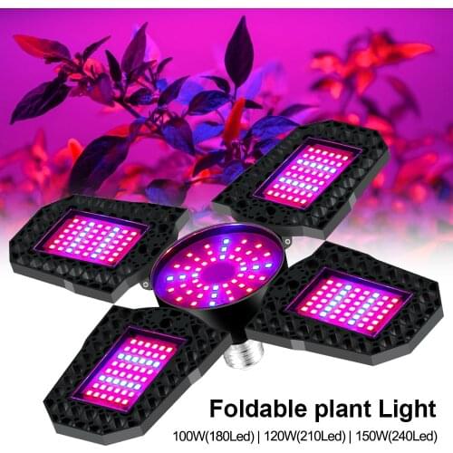 Foldable LED Grow Light E27 100w/120w/150w Adjustable Angle Full Spectrum Horticole Plants Flower Seedling Red Blue Growing Lamp