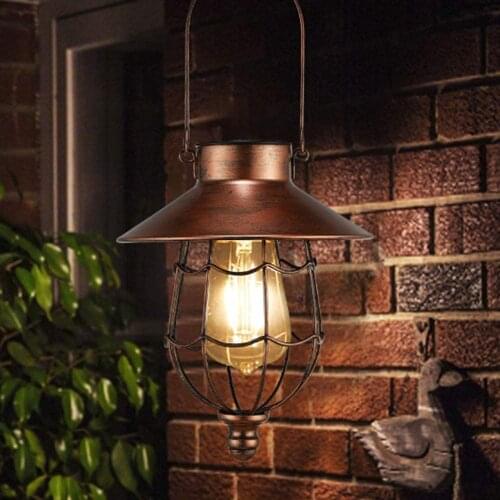 Solar Lantern Outdoor Hanging Metal Decorative Garden Solar Lights Waterproof Solar Powered Light for Porch Path Patio Courtyard