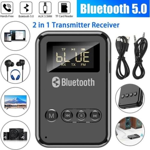 USB Bluetooth 5.0 Transmitter Receiver A2DP AUX 3.5mm RCA Jack USB Wireless Adapter Support TF Card FM Outputs For TV PC Car